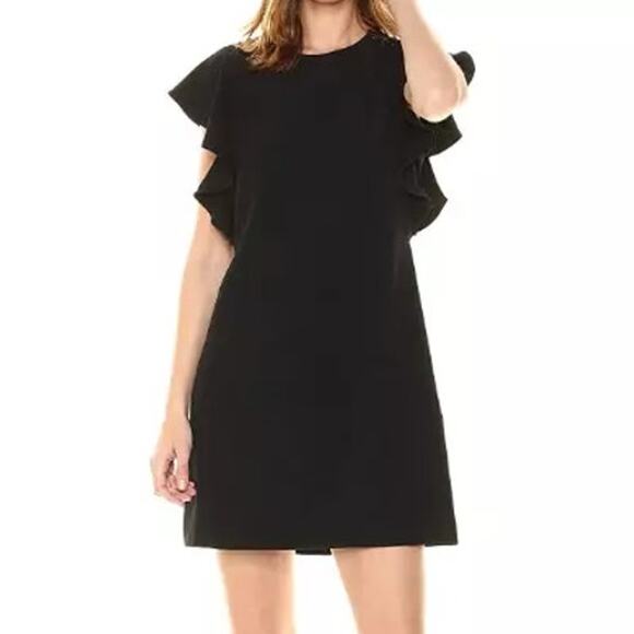 LAUNDRY by Shelli Segal Ruffle Sleeve Mini Shift Dress Black Girls Size 12 Years - Picture 5 of 5